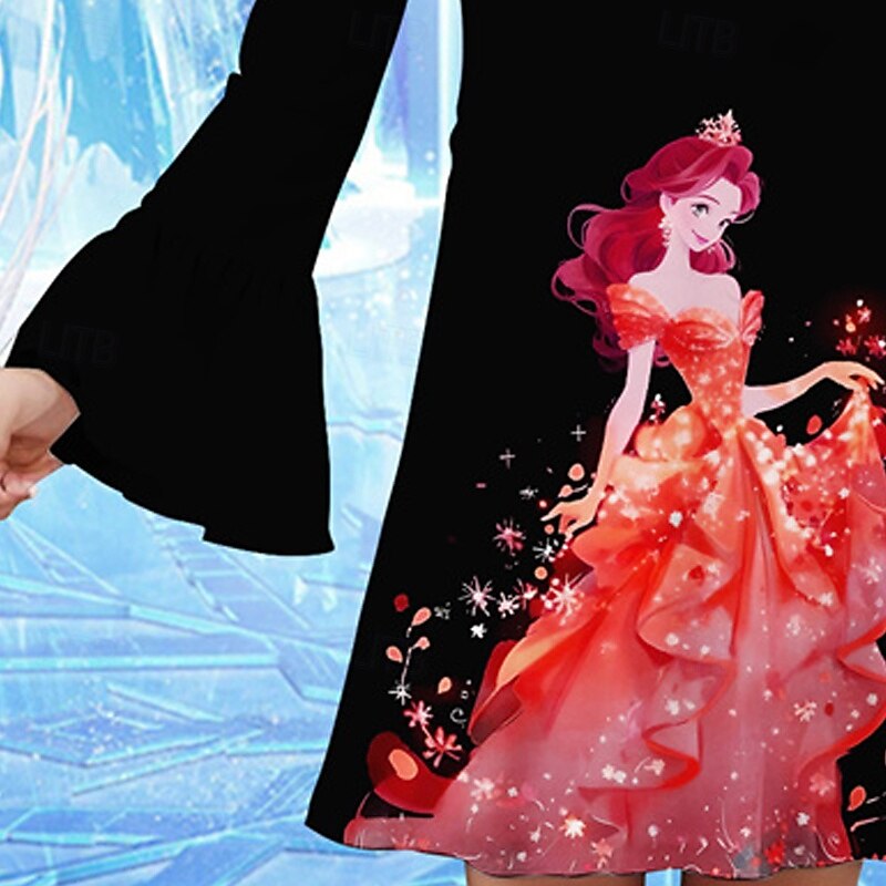 Girls' 3D Cartoon Dress Ruffle Dress Long Sleeve Summer Spring Vacation Daily Holiday Beautiful Sweet Kids 4-12 Years Casual Dress Knee-length Regular Fit4