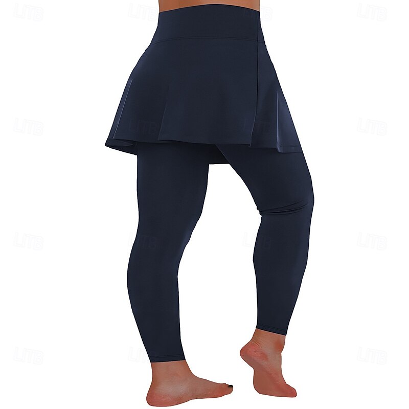 Women's Plus Size Slacks Leggings Cozy Leggings Tights Athletic Full Length Natural Plain Side Pockets 2 in 1 Comfy Butt Lift Tummy Control Yoga Casual Daily Dark Gray Black Burgundy Dark Navy Spring3