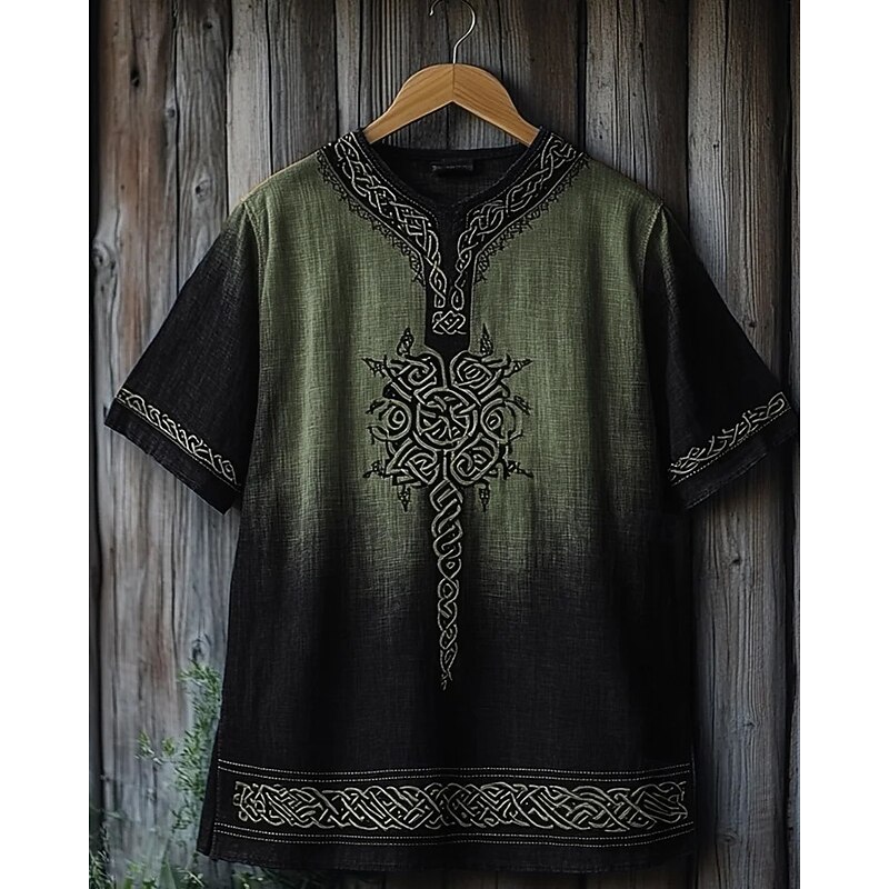 Men's T Shirt Tee Short Sleeve Shirt Tee Top Short Sleeve Crew Neck Summer Tribal Celtic Knot Vintage Designer Basic Print Vacation Street Going out Yellow Green Top Tee for Men2