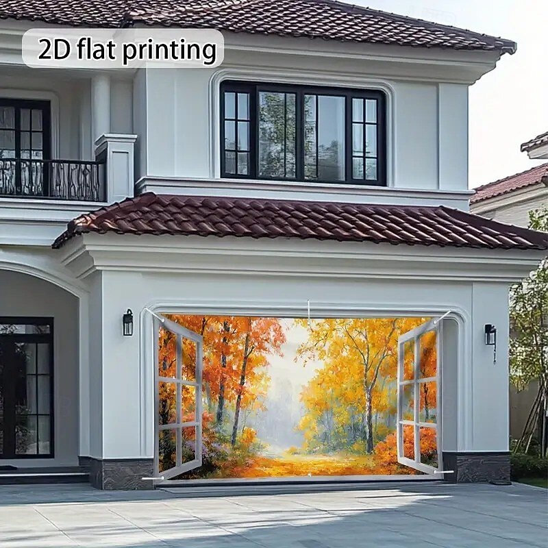 Outdoor Garage Door Cover Fall Autumn Landscape Banner Large Tapestry Backdrop Decoration for Holiday Outdoor Garage Door Home Wall Decorations3