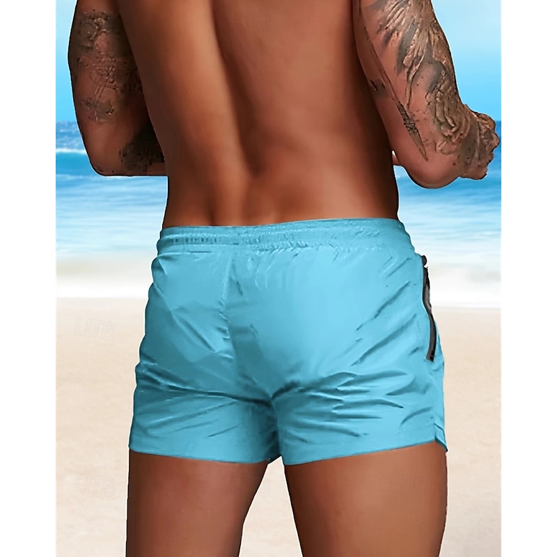 Men's Swim Trunks Swim Shorts Board Shorts Cross Quick dry Breathable Drawstring Elastic Waist Vacation Beach Hawaiian Casual Black White2