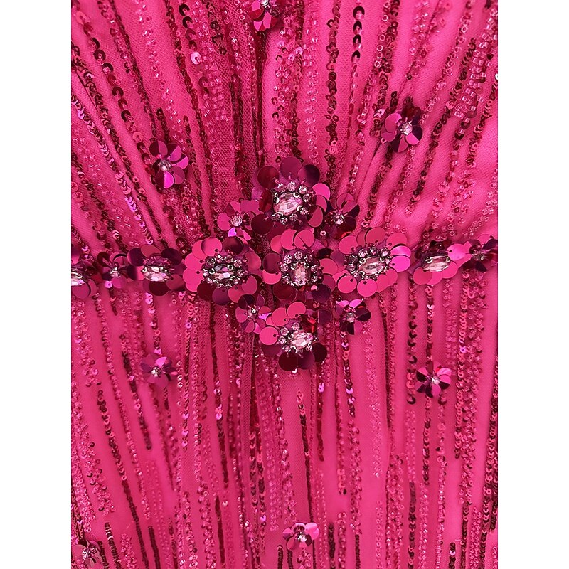 Black Tie Beaded Lace Sheath / Column Evening Gown Elegant Dress Formal Wedding Floor Length Sleeveless Square Neck Tulle with Crystals Beading Sequin2