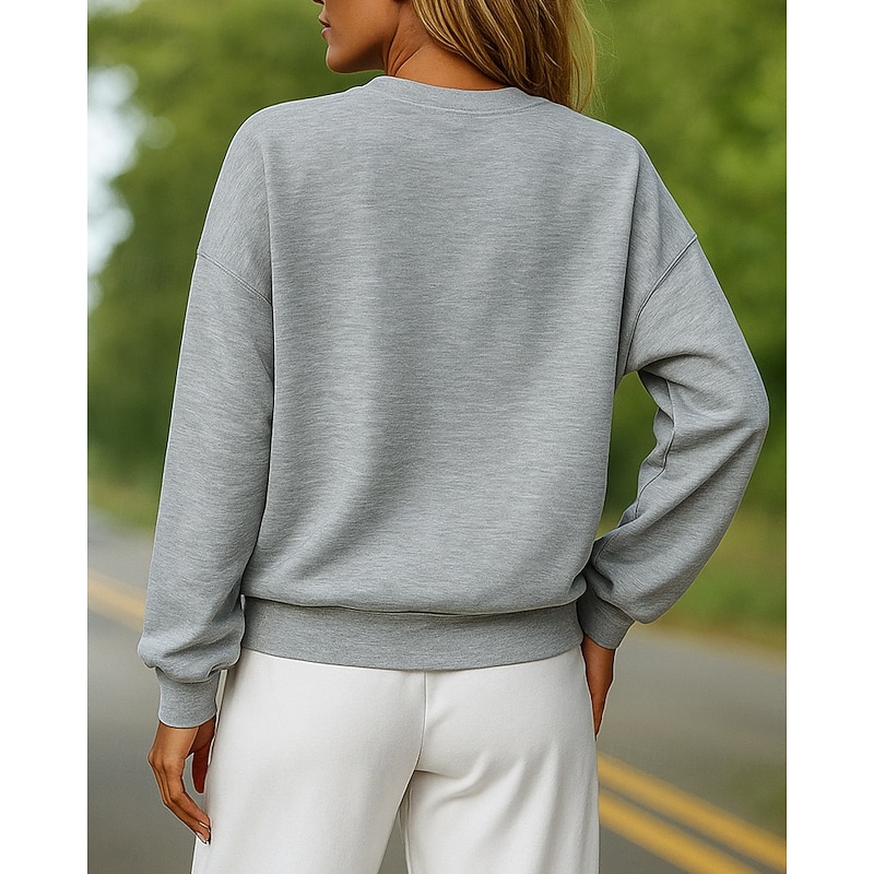 Women's Pullover Sweatshirt Casual Tops Hollow Long Sleeve Top Athleisure Solid Colored Fashion Breathable Outdoor Sportswear Activewear Gray2