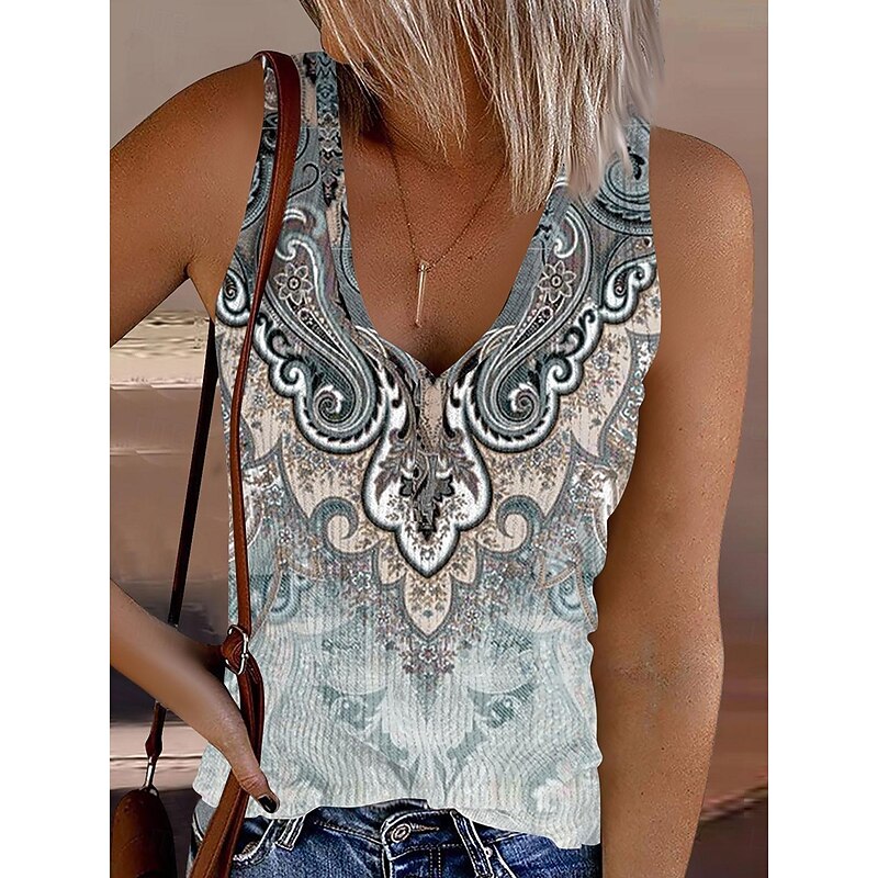 Women's Camisole Tank Top Ombre Graphic Abstract Vintage Stylish Casual Sleeveless Sleeveless V Neck Regular Tops Daily Print Navy Blue Blue Purple Gray Summer Spring4