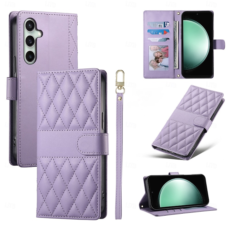 Phone Case For Samsung Galaxy S25 S25 Edge S24 S24 FE S23 Ultra Plus S22 Plus  Ultra A55 5G A35 5G A25 A15 Wallet Case with Stand Holder with Lanyard Card Slot Retro TPU PU Leather3