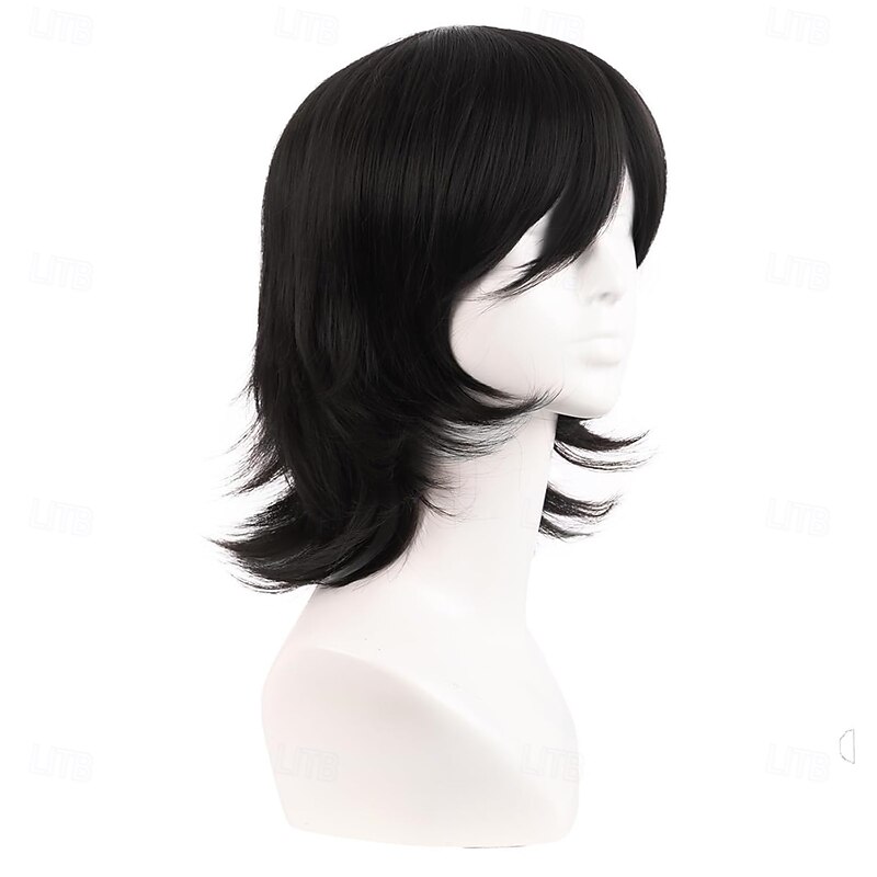 14 Inch/35 cm Short Cosplay Wolf Tail Synthetic Side Bangs Party Wig2
