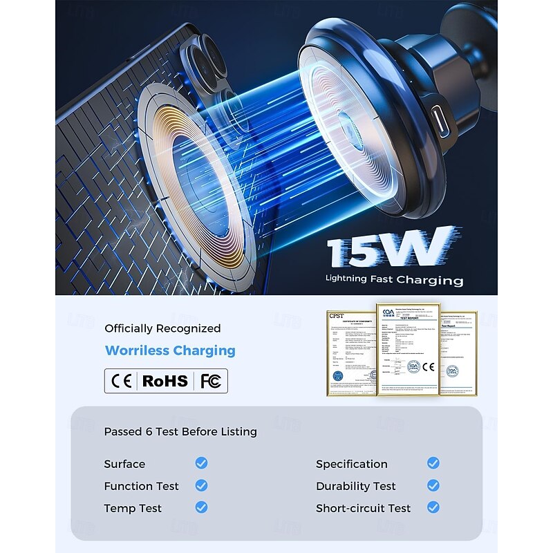 Upgraded for MagSafe Cup Holder Charger, MagSafe Car Mount Charger 15W Fast Charging with Adjustable Gooseneck for iPhone 16 15 14 13 12 Pro Max Plus Mini MagSafe Case2