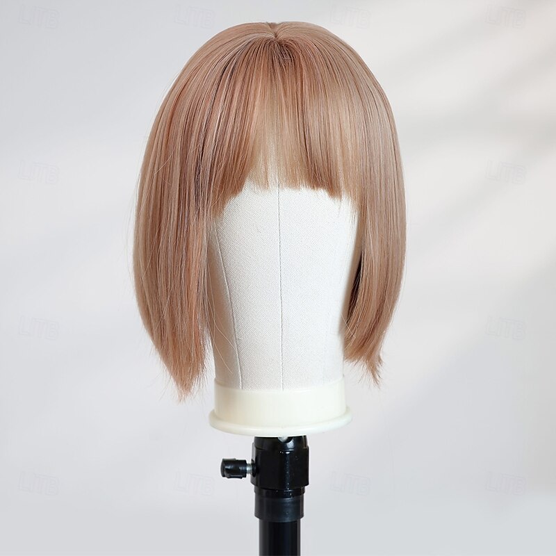 10-Inch Straight Blonde Bob Wig for Women – Full Bangs, Short Hair, Perfect for Halloween, Cosplay, and Fashion Looks2