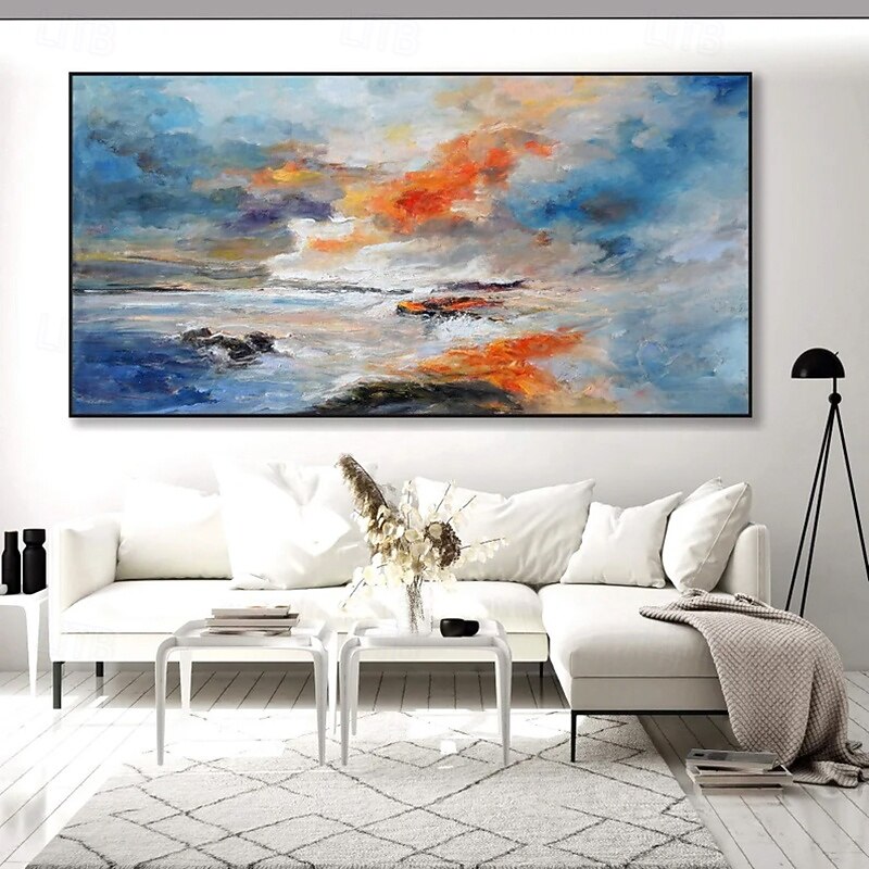 Handmade Oil Painting Canvas Wall Art Decoration Abstract Beach Sunset Scenery  for Home Decor Rolled Frameless Unstretched Painting4