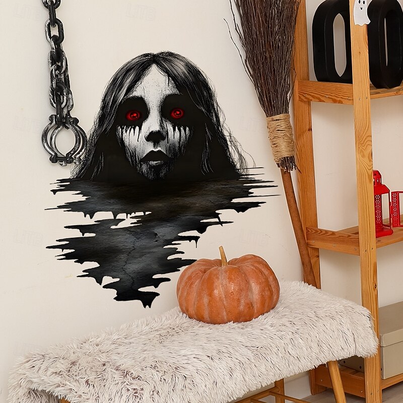 Halloween Ghost Wall Decals, Scary Floating Spirit Wall Stickers for Bedroom Living Room, Self-Adhesive Halloween Wall Decor for Home Party2