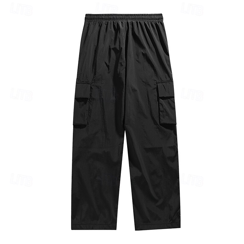 Men's Cargo Pants Trousers Baggy Pants Casual Pants Pocket Elastic Waist Drawstring Plain Soft Sports Full Length Sports Outdoor Daily Weekend Basic Classic Loose Fit Black 1# Blue2