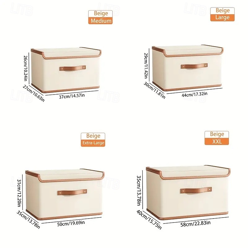 2-in-1 Stackable Oxford Fabric Storage Box with Lid Large Capacity Oxford Home Organization Containers for Closet Organization, Clothing, Blanket and Miscellaneous Item Storage4