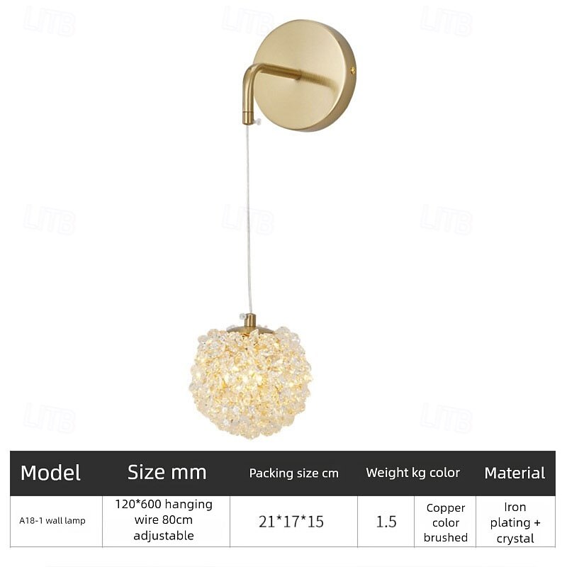 Crustal Wall Sconces Gold 1/2 Light Wall Sconce, Modern Wall Light Fixtures, Farmhouse Wall Sconces with Clear Glass Shade, Wall Lights for Living Room, Bedroom, Stair, Bathroom, Hallway 110-240V4