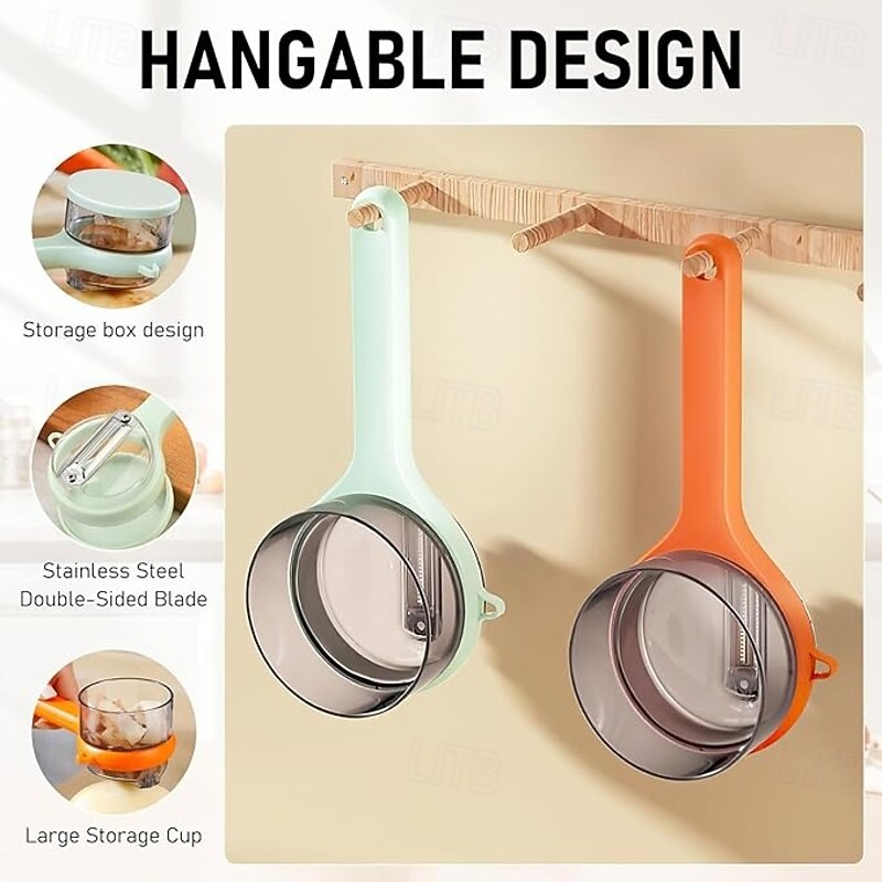 Peeling Knife with Storage Box, Multifunctional Stainless Steel Fruit and Vegetable Peeler, Convenient Storage for Apple, Potato and Other Fruit Peeling, Kitchen Essential Tool4