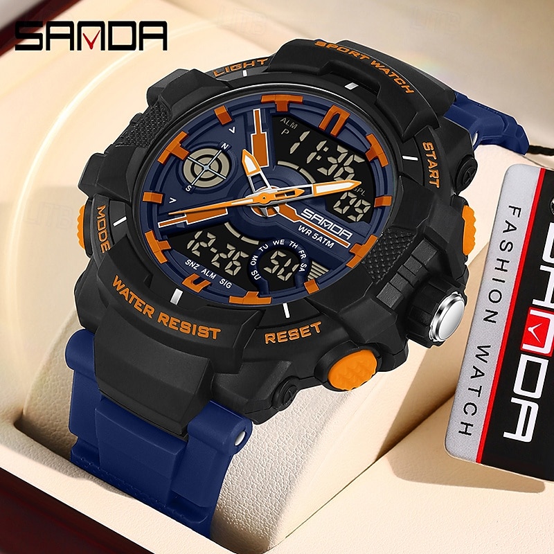 SANDA Women Men Digital Watch Outdoor Sports Fashion Casual Luminous Calendar Date Week Waterproof Silicone Watch2