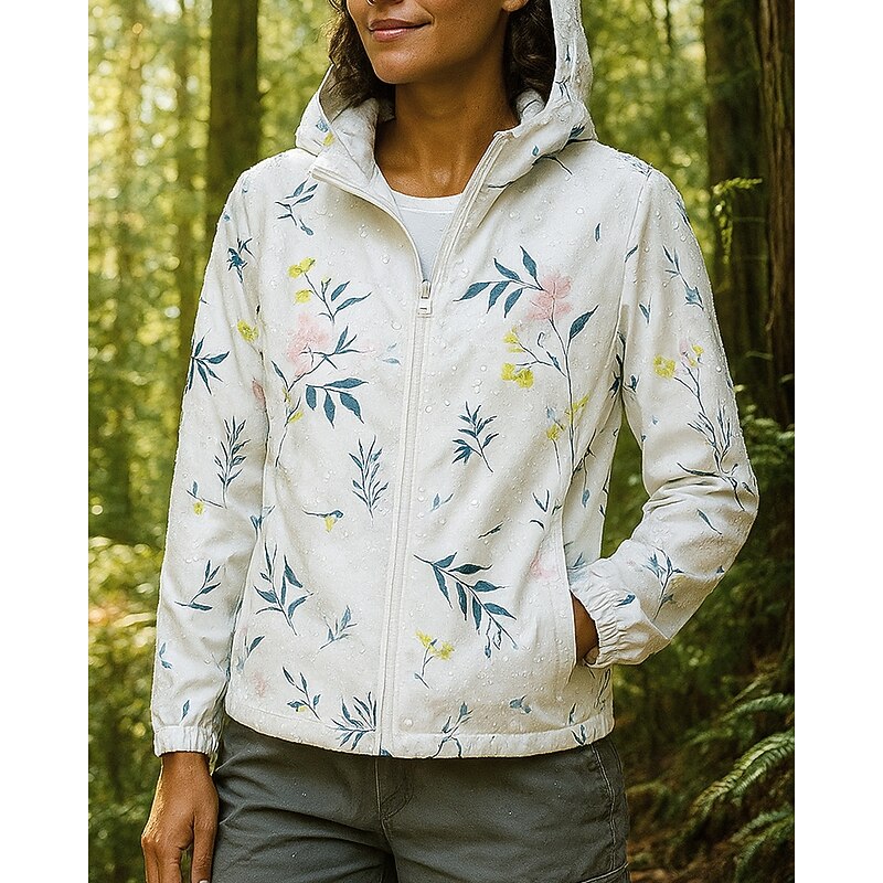 Women's Windbreaker Hiking Jacket rain coat Outdoor Waterproof Windproof Lightweight Hiking Outfits Hiking Clothes Spring Autumn / Fall Top Camping / Hiking / Caving Running White3