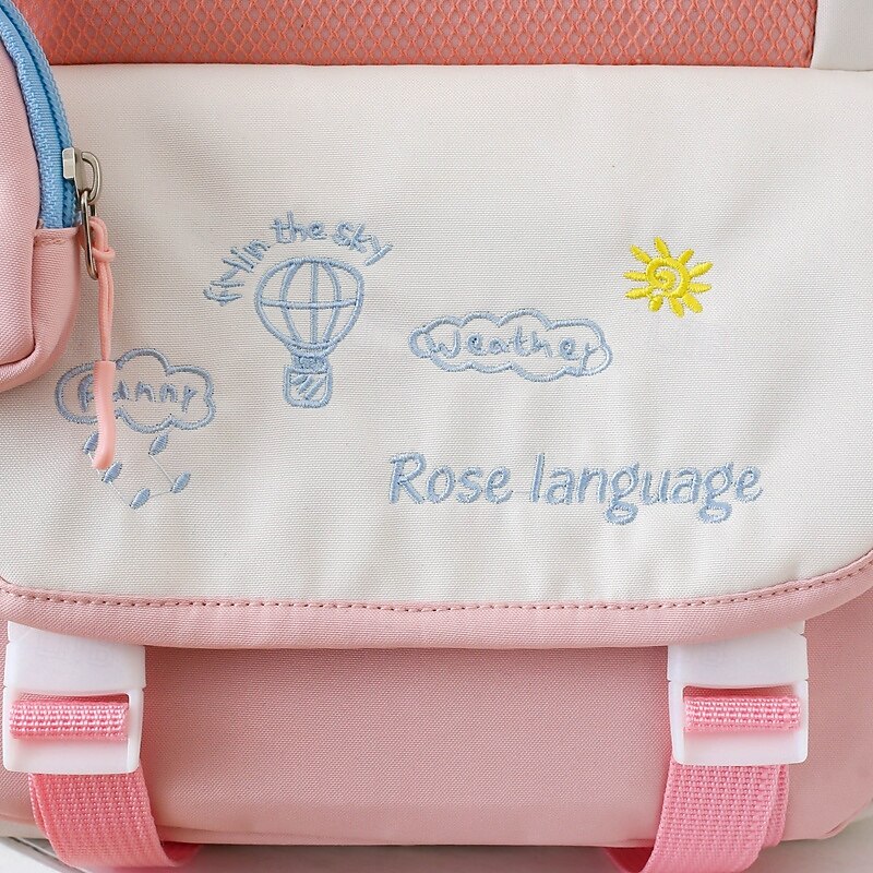 Back to School 3-Piece Yellow Backpack Set for Girls – Cute “Happy Days” School Bag with Tote, Pencil Case & Pouches – Lightweight Aesthetic Bookbag Kit4