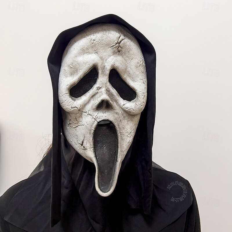 Halloween Ghost Face Mask for Adults, Scary Latex Full Head Mask for Cosplay, Grim Reaper Costume, Haunted House, and Masquerade Party Decor3