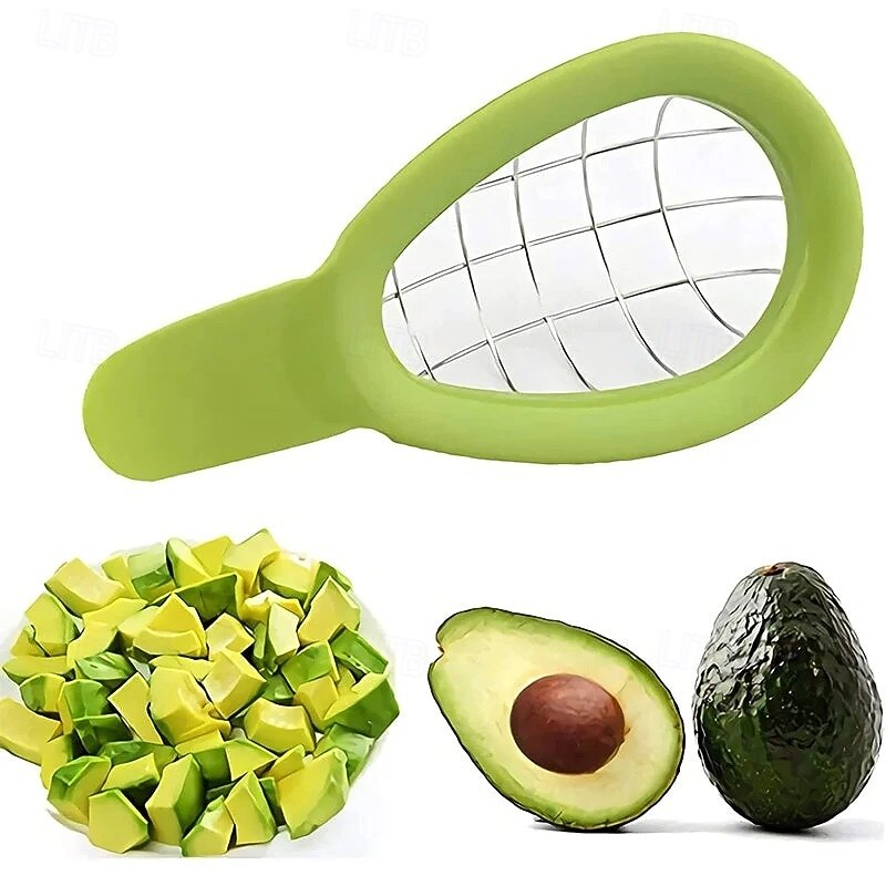 Avocado Cube Maker Fruit Flesh Separator Tool for Avocados Stainless Steel Slicer and Scooper Kitchen Gadget for Quickly Cutting and Removing Avocado Pulp Easily and Safely2