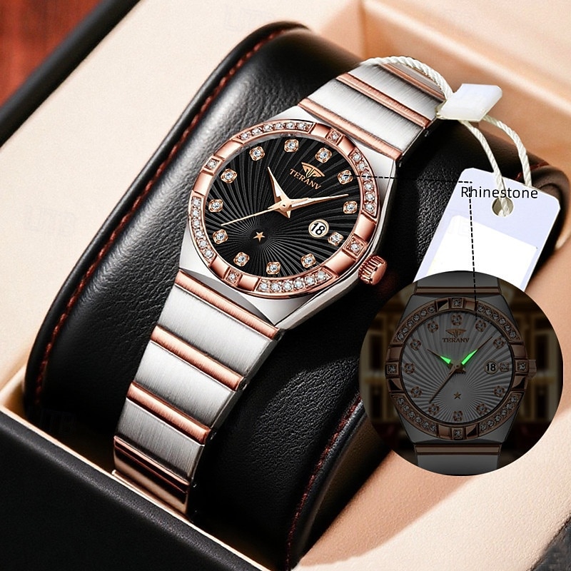 The New Elegant Ladies' Rose Gold Case Quartz Watch With Ipx7 Water Resistance And Luminous Calendar Display Is A Fashionable Trendy Casual And Versatile Wristwatch For Daily Life Travel Women'S S