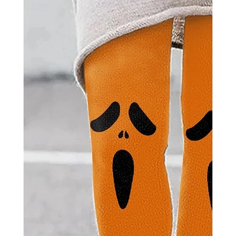 Women's Pants Trousers Leggings Streetwear Casual Full Length High Waist Patterned Elastic Waist Print Breathability Comfortable Stretchy Vacation Street Daily Wear Orange Gray Spring Fall Regular Fit3