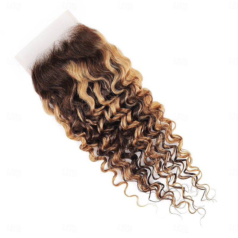 3 Bundles Human Hair Highlight P4/27 Deep Wave Human Hair Extensions with 4*4 Closure For Black Women4