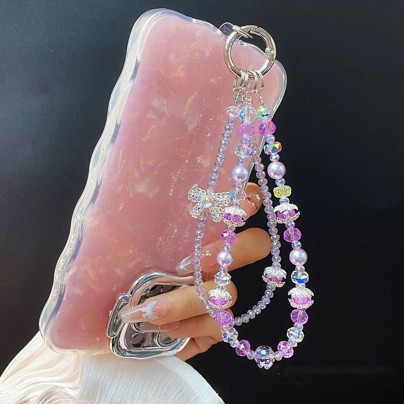 New Fashion Crystal Love Bow Phone Chain Double Chain Beaded Phone Case Hanging Chain for Women - Main Image