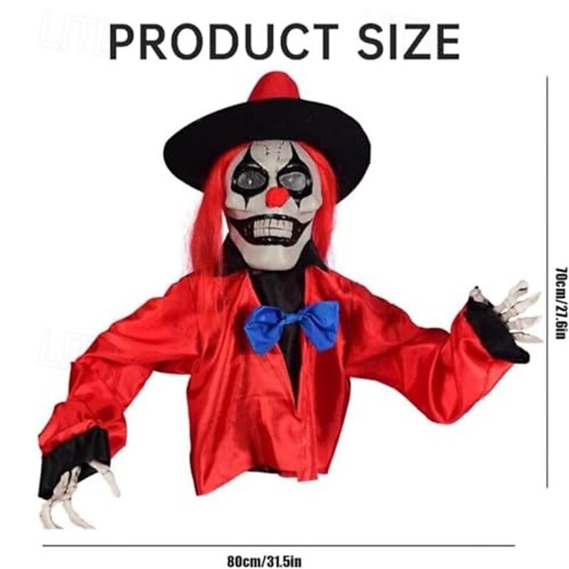 Scary Zombie Clown Halloween Decoration, with Light Up Eyes Sculpture Decorations Perfect for Halloween Party Outdoor Yard Garden Party Indoor Outdoor Decor3