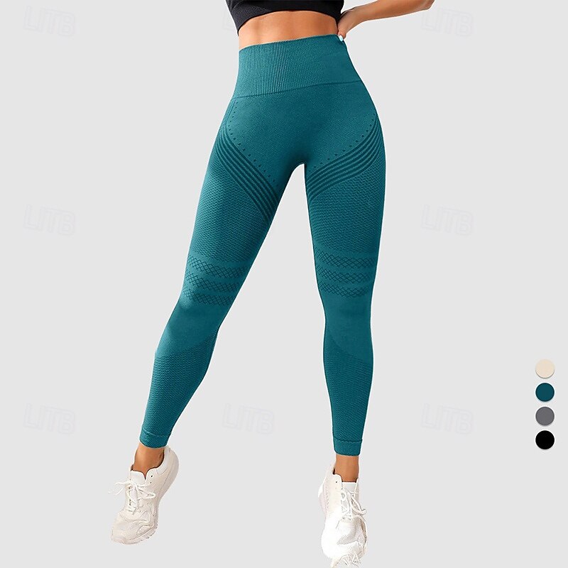 Women's Workout Leggings Yoga Pants Tummy Control High Waist Dance Pilates Running Bottoms Solid Color Black Green Beige Fall Sports Activewear Tight Fit4