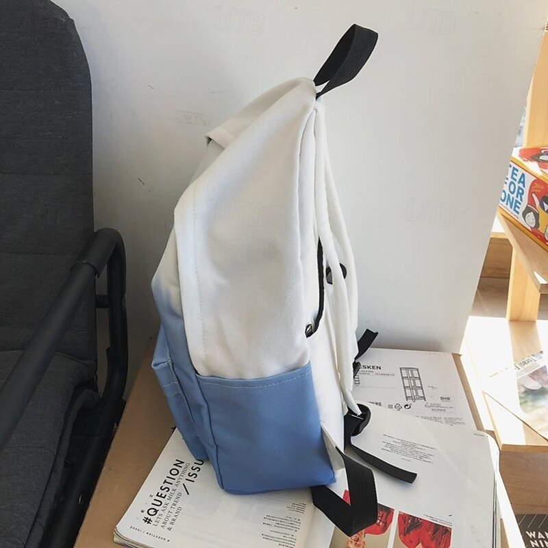 Aesthetic Gradient Backpack for Teen Girls – Lightweight School Bag with Cute Duck Keychain, Soft Pastel Bookbag for Back to School or Daily Use4