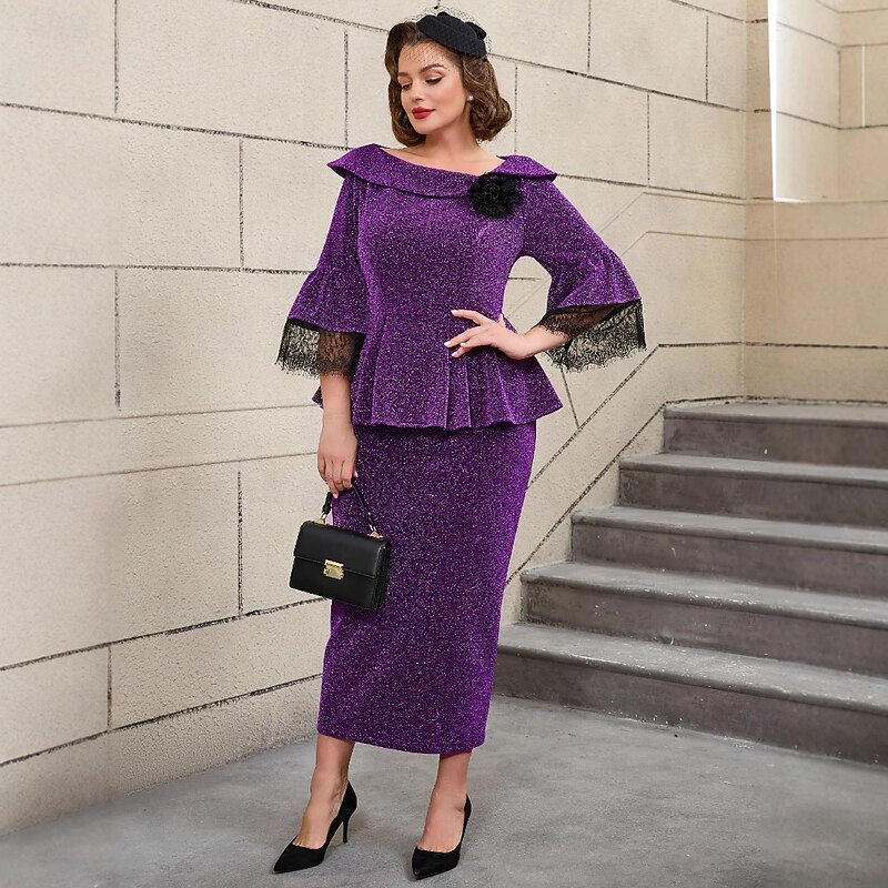 Retro Vintage 1950s 1960s Midi Dress Cocktail Dress Sequins Slit Fit and Flare Fancy Dress Women's Formal Party & Evening Retro Theme Party Adults' Dress Fall & Winter3