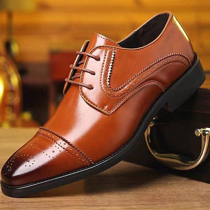 Men's Black and White Color-Blocked Dress Shoes with Perforated Detailing Stylish Formal Footwear for Business Meetings Weddings and Evening Dinners3