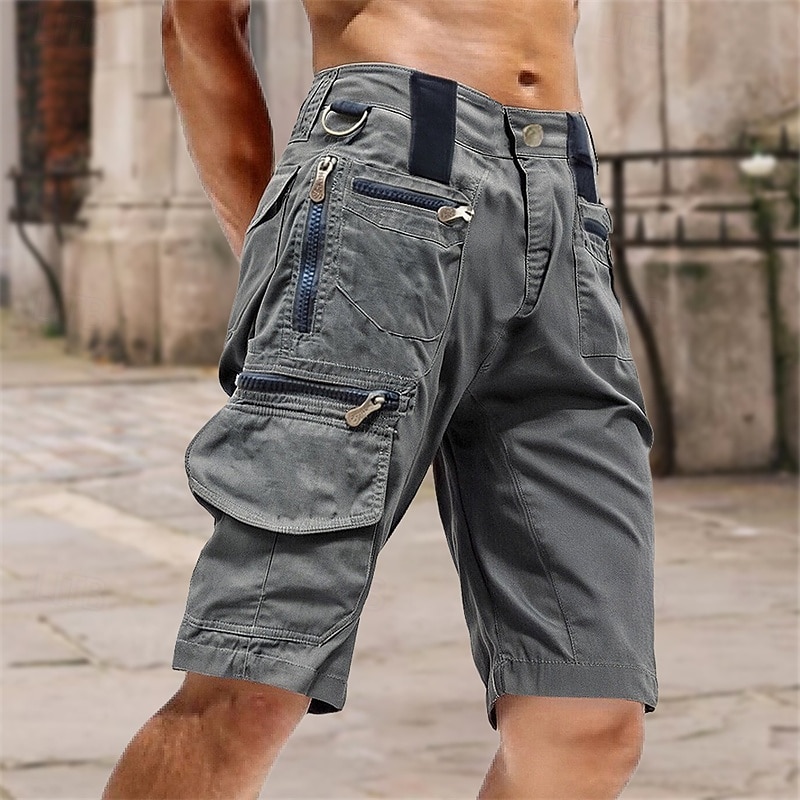 Men's Cargo Shorts Shorts Summer Shorts Zipper Pocket Multi Pocket Plain Comfort Wearable Calf-Length Outdoor Sport Daily Fashion Casual Black Brown4