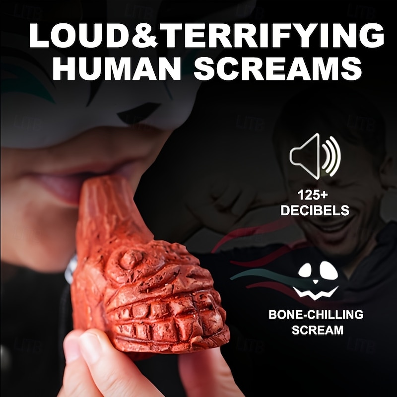 Loud Aztec Death Whistle - Up to 125 Decibbles Realistic Human Scream Sound Black Orangutan Design Perfect for Halloween Emergency Survival and Costume Parties Survival Tool  Thematic Party Ac