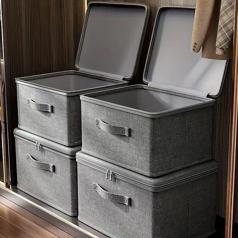 2PCS Extra Large Stackable Storage Bins, Space-Saving Multifunctional Organizers for Wardrobe, Bedroom, Kitchen, Ideal for Toys, Books, Clothes, and Bed Sheets2
