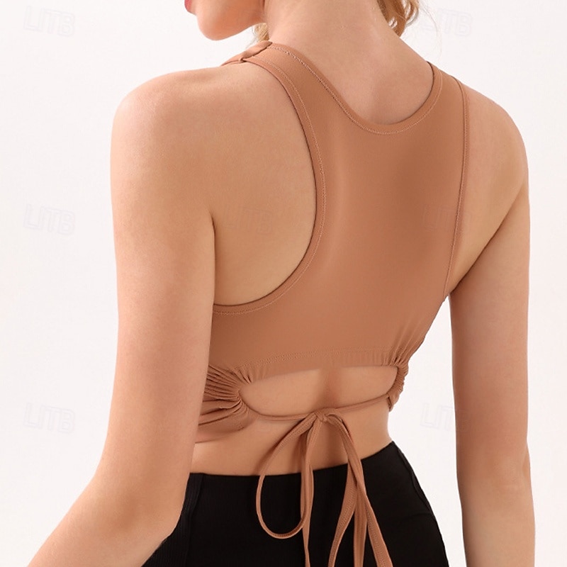 Women's Racerback Bra Workout Tank Tops Sports Bra Underwear Medium Support Breathable Wireless Padded Solid / Plain Color Sport Activewear Black Orange Gym Fitness Yoga4