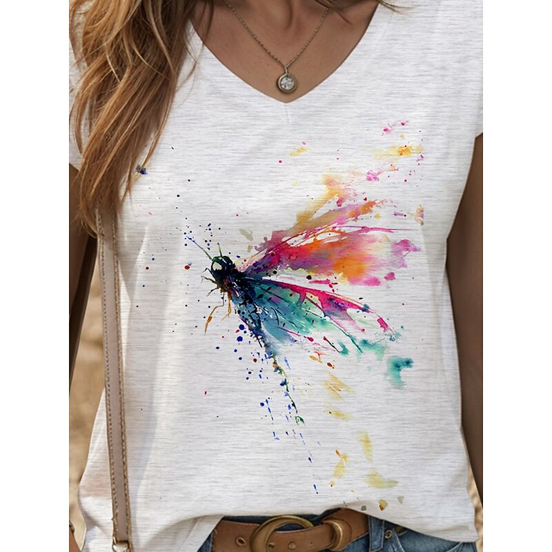 Women's Graphic Animal Butterfly Camisole Tank Top Vintage Tropical Stylish Sleeveless Short Sleeve V Neck Regular Tops Daily Print Black White Yellow Pink Blue Summer Spring3