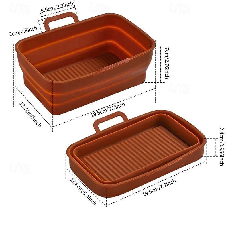 Foldable Air Fryer Silicone Baking Tray Reusable Non Stick Heat Resistant Kitchen Mat for Cooking Roasting Grilling Dishwasher Safe Accessory for Home Baking Use3