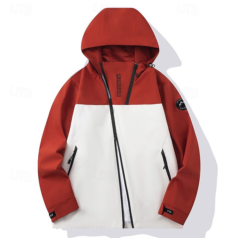 Men's Windbreaker Softshell Jacket Hiking Jacket Outdoor Waterproof Windproof Hiking Outfits Hiking Clothes Spring Autumn / Fall Top Camping / Hiking / Caving Running Patchwork Black Yellow Red