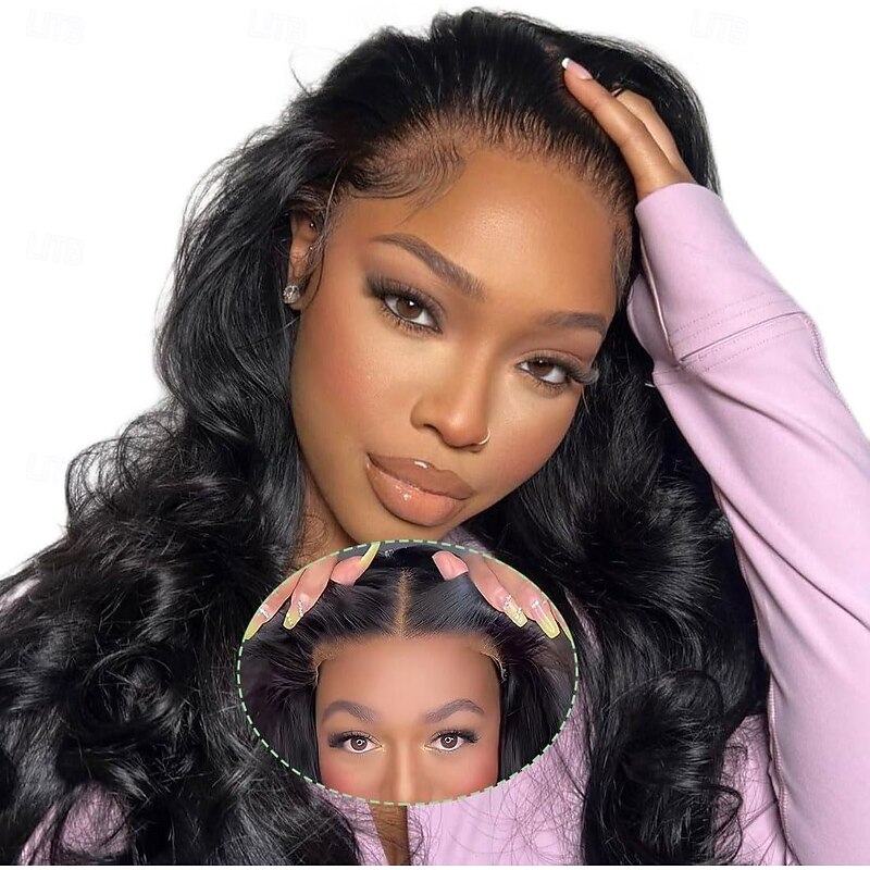 Human Hair Pre Plukced Pre Cut 4x4 HD Body Wave Lace Front Wigs Human Hair 180% Density Wigs with Baby Hair Brazilian Virgin Wear and Go Glueless WigHuman Hair