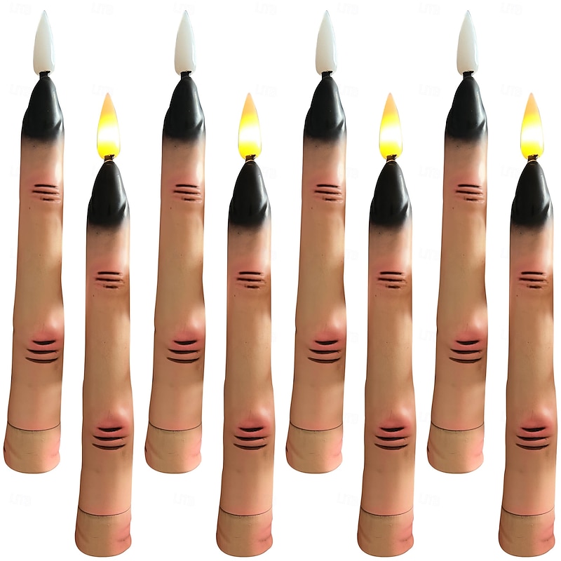 10/12 Pcs Halloween Horror Simulation Finger LED Electronic Candlelight Indoor Restaurant Bedroom Party Halloween Horror and Weird Atmosphere Decorative Light Magic Wand Remote Control