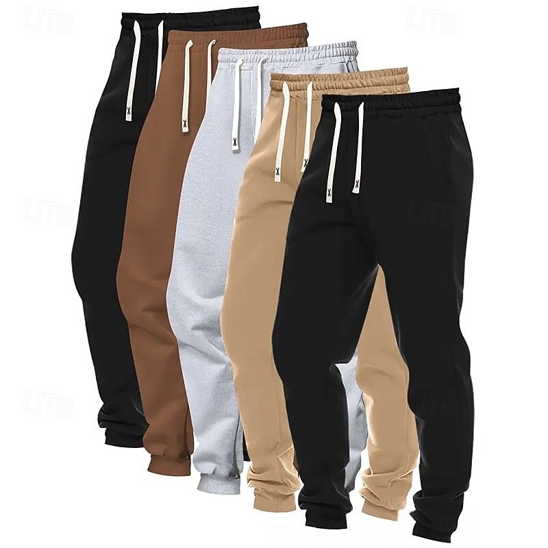 5PCS Men's Sweatpants Joggers Trousers Casual Pants Running Pants Pocket Elastic Waist Drawstring Plain Comfort Full Length Outdoor Daily Simple Classic Style3