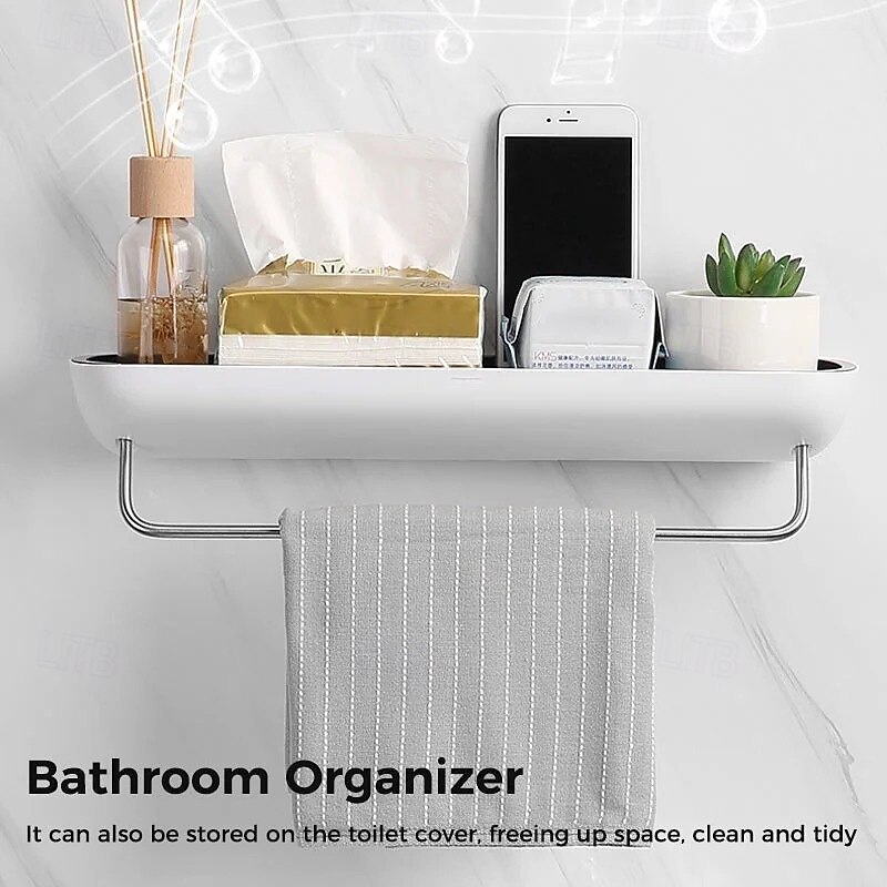 Adhesive Storage Box Organizer Wall Mounted Bathroom Shelf No Drilling Multifunctional Rack for Sink Shower Toiletries Drainage Holder Space Saving Cabinet