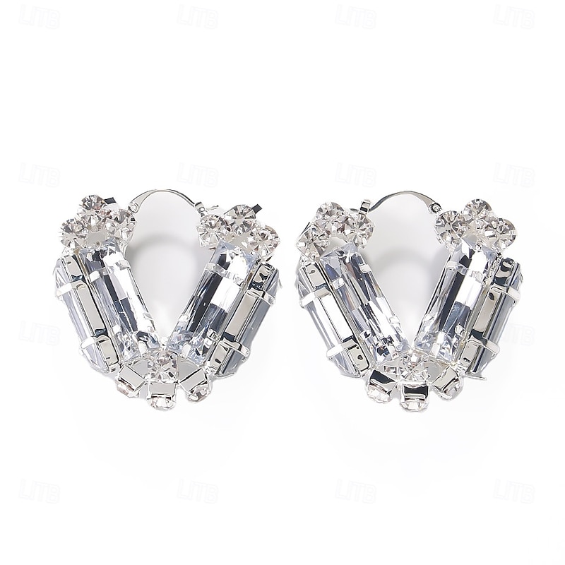 Women's Hoop Earrings Geometrical Precious Fashion Simple Imitation Diamond Earrings Jewelry Silver For Wedding Party Work Daily 1 Pair