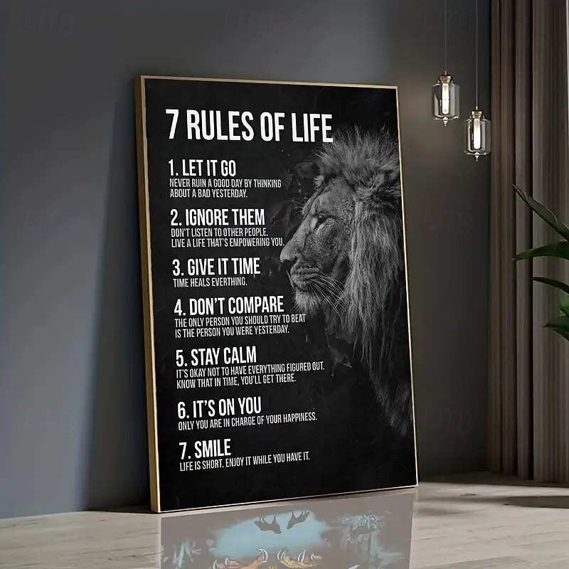 1 Frameless Canvas Poster Modern Art 7 Rules Of Life Inspirational Canvas Painting Ideal Gift For Bedroom Living Room Corridor Wall Art Wall Decoration Winter Decoration Room Decoration2