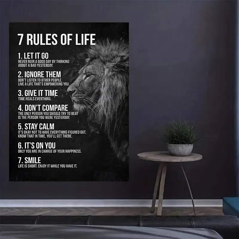 1 Frameless Canvas Poster Modern Art 7 Rules Of Life Inspirational Canvas Painting Ideal Gift For Bedroom Living Room Corridor Wall Art Wall Decoration Winter Decoration Room Decoration
