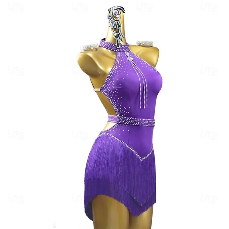 Women's Sparkle Latin Dance Dress – Sequin Fringe Costume for Cha‑Cha, Rumba & Ballroom Performance/Competition4