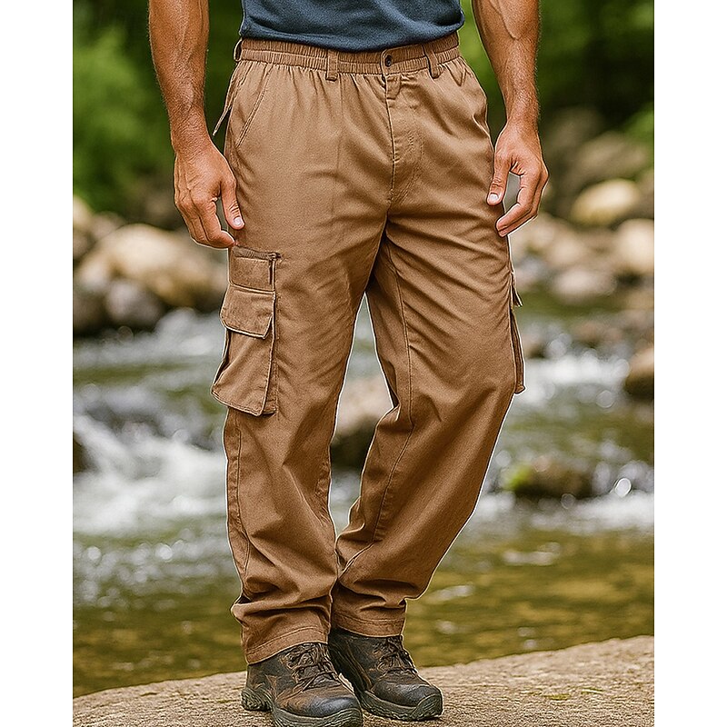 Men's Cargo Pants Hiking Pants Trousers Outdoor Regular Fit Waterproof Windproof Bottoms Pocket Black Army Green Camping / Hiking Running S M L XL XXL3