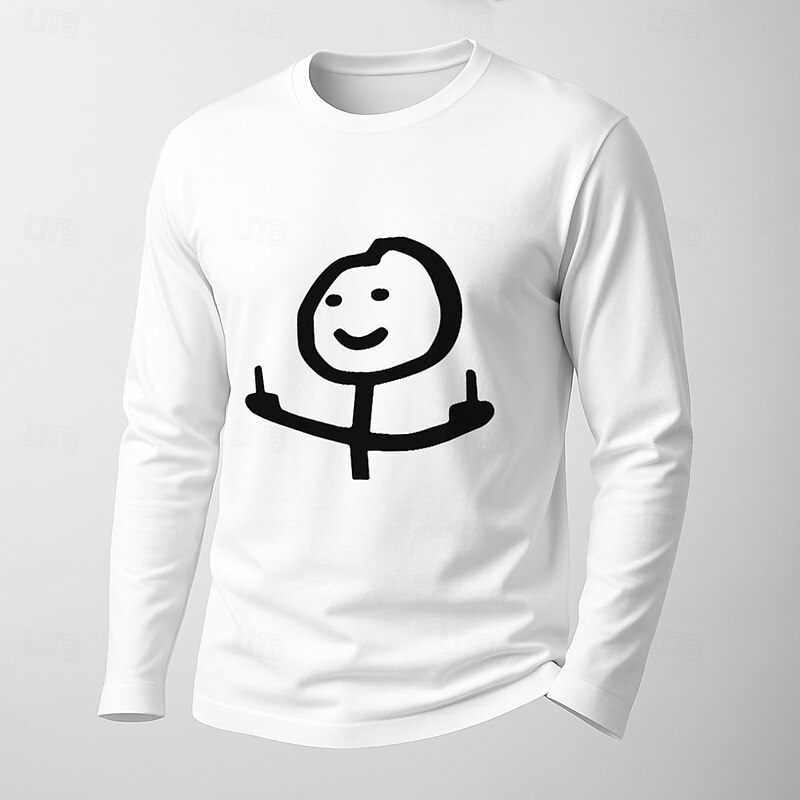 Men's Long Sleeve T-Shirt | Sarcastic Stick Figure Middle Finger Graphic | Black Humorous Lifestyle Apparel3