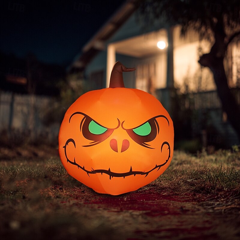 1 Pc Halloween Lantern Pumpkin Inflatable Air Model Courtyard Garden Lawn Path Indoor and Outdoor Halloween Party Horror and Weird Atmosphere Decorative Lights